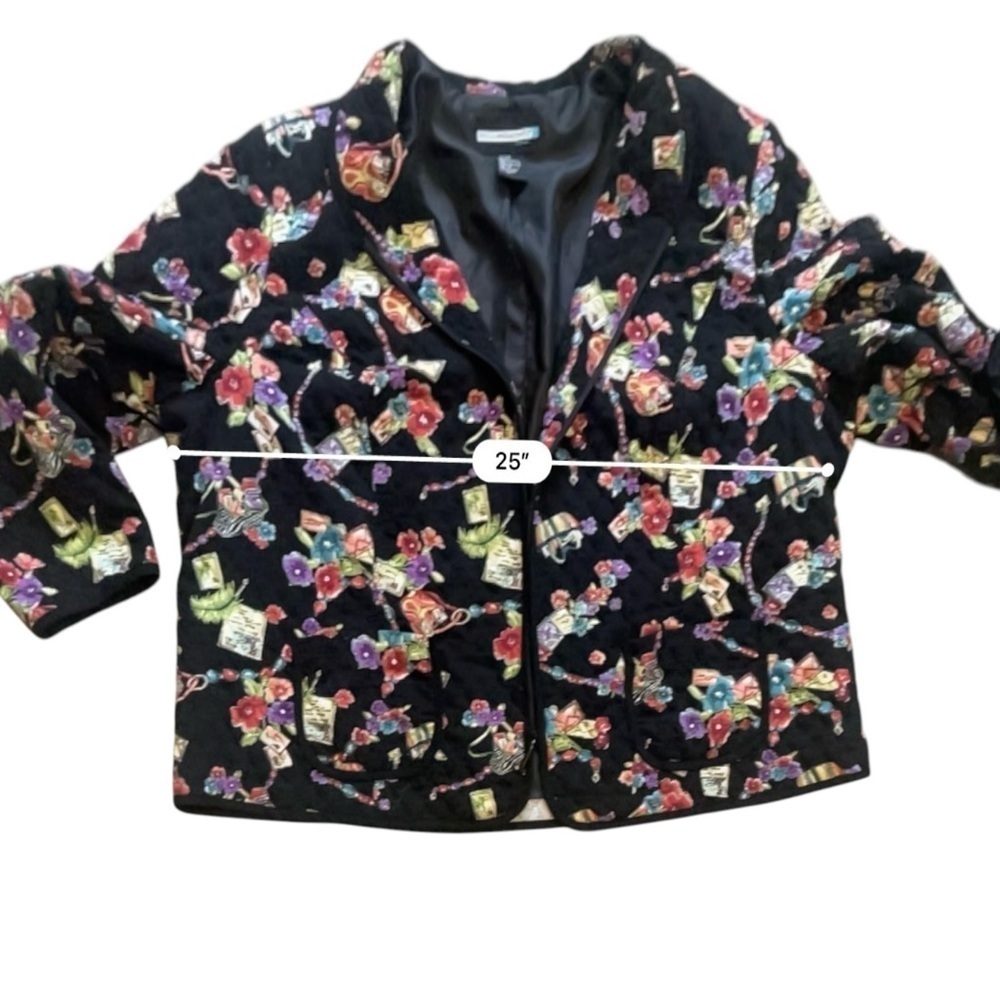 Requirements Woman floral print quilted jacket blazer zipper pockets lined 3X - Picture 11 of 12